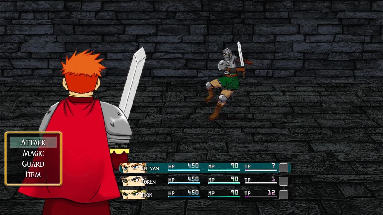 Deserter battle scene with Kulvan's party facing an enemy soldier.
