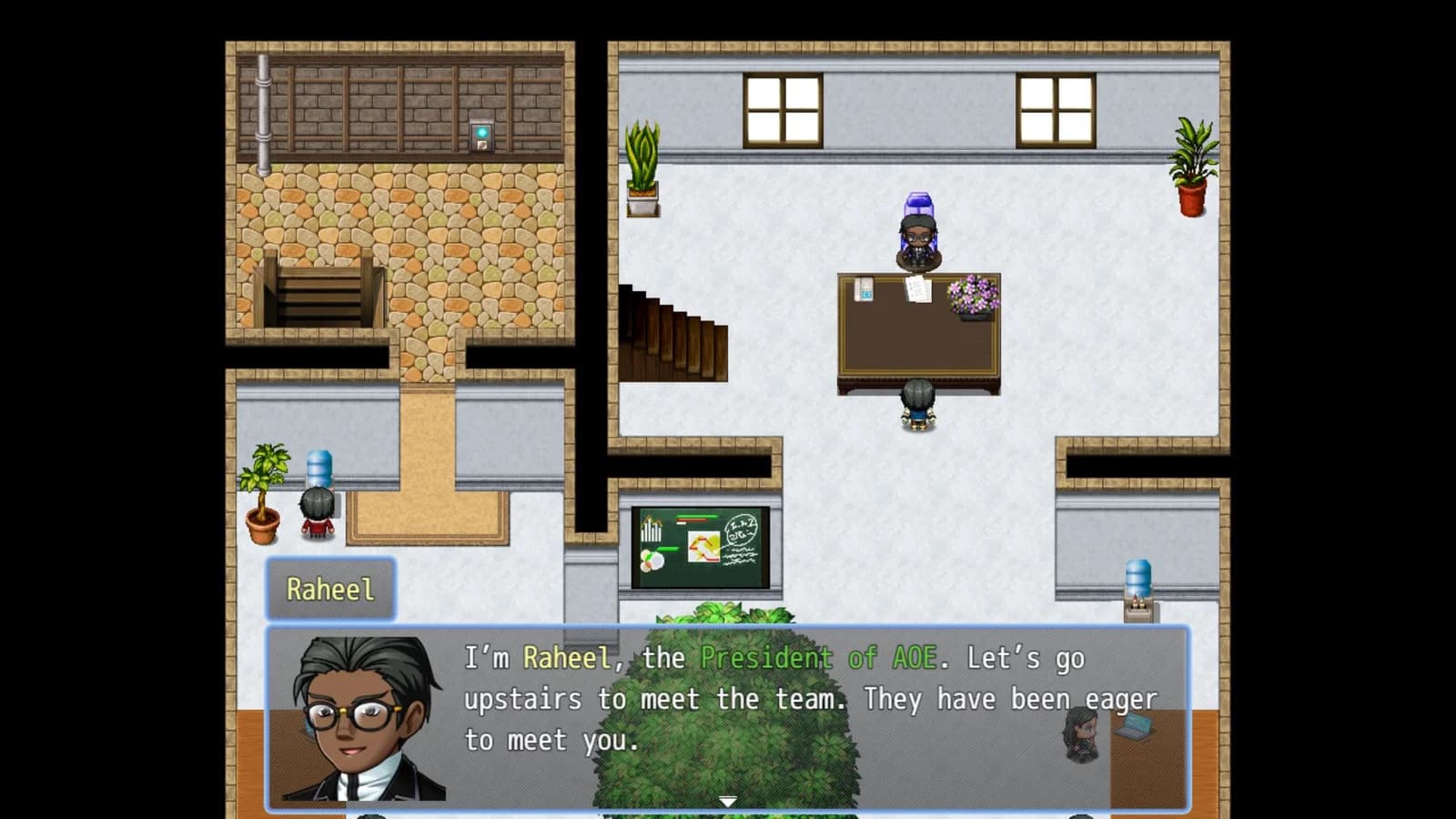 Raheel welcomes the player to Ambassadors of Earth in Pursuit for Gaia.